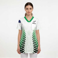Custom New Zealand Fern Football Scrub Top Simple Style - Polynesian Pride