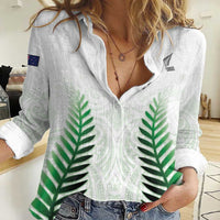 Custom New Zealand Fern Football Women Casual Shirt Simple Style LT05 Female White - Polynesian Pride