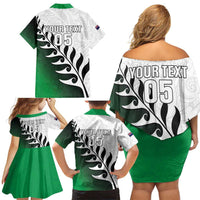 Custom New Zealand Football Family Matching Off Shoulder Short Dress and Hawaiian Shirt Go Aotearoa LT05 - Polynesian Pride