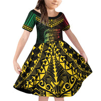 Happy Vanuatu Father Lini Day Family Matching Off Shoulder Short Dress and Hawaiian Shirt