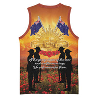 ANZAC Day Basketball Jersey Remembrance Tribute Soldiers And Poppy Field