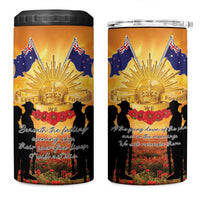 ANZAC Day 4 in 1 Can Cooler Tumbler Remembrance Tribute Soldiers And Poppy Field