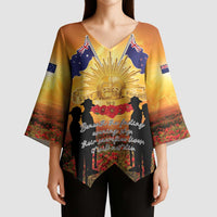 ANZAC Day Kimono Sleeve Blouse Remembrance Tribute Soldiers And Poppy Field