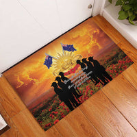 ANZAC Day Rubber Doormat Remembrance Tribute Soldiers And Poppy Field