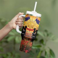 ANZAC Day Tumbler With Handle Remembrance Tribute Soldiers And Poppy Field