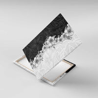 Hawaii Hibiscus Flowers Canvas Wall Art Grayscale Polynesian Pattern