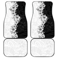 Hawaii Hibiscus Flowers Car Mats Grayscale Polynesian Pattern