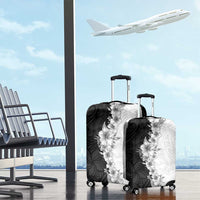 Hawaii Hibiscus Flowers Luggage Cover Grayscale Polynesian Pattern