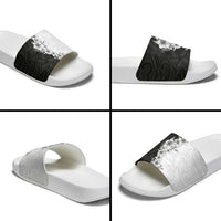 Hawaii Hibiscus Flowers Slide Sandals Grayscale Polynesian Pattern