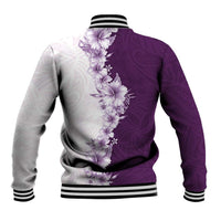 Hawaii Hibiscus Flowers Baseball Jacket Purple Polynesian Pattern