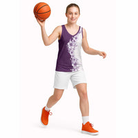 Hawaii Hibiscus Flowers Basketball Jersey Purple Polynesian Pattern