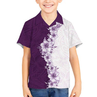 Hawaii Hibiscus Flowers Family Matching Long Sleeve Bodycon Dress and Hawaiian Shirt Purple Polynesian Pattern LT05 Son's Shirt Purple - Polynesian Pride