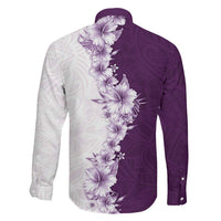 Hawaii Hibiscus Flowers Family Matching Mermaid Dress and Hawaiian Shirt Purple Polynesian Pattern