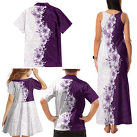 Hawaii Hibiscus Flowers Family Matching Tank Maxi Dress and Hawaiian Shirt Purple Polynesian Pattern