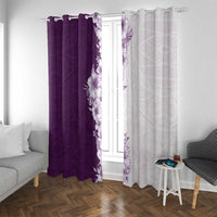Hawaii Hibiscus Flowers Window Curtain Purple Polynesian Pattern