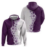 Hawaii Hibiscus Flowers Zip Hoodie Purple Polynesian Pattern