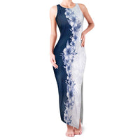 Hawaii Hibiscus Flowers Family Matching Tank Maxi Dress and Hawaiian Shirt Blue Polynesian Pattern