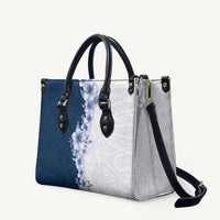 Hawaii Hibiscus Flowers Leather Bag Blue Polynesian Pattern