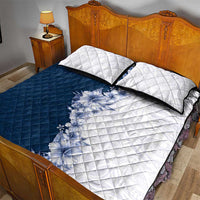 Hawaii Hibiscus Flowers Quilt Bed Set Blue Polynesian Pattern