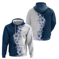 Hawaii Hibiscus Flowers Zip Hoodie Blue Polynesian Pattern