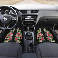 Hawaii Tropical Flowers Car Mats Black Polynesian Tattoo Art