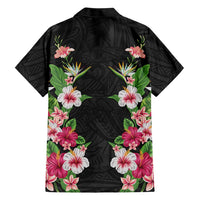 Hawaii Tropical Flowers Family Matching Mermaid Dress and Hawaiian Shirt Black Polynesian Tattoo Art LT05 - Polynesian Pride