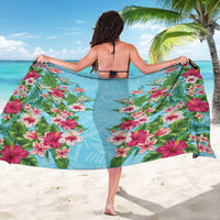 Hawaii Tropical Flowers Sarong Sky Blue Polynesian Tattoo Art