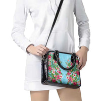 Hawaii Tropical Flowers Shoulder Handbag Sky Blue Polynesian Tattoo Art