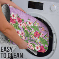 Hawaii Tropical Flowers Bathroom Set Lavender Polynesian Tattoo Art
