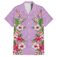 Hawaii Tropical Flowers Hawaiian Shirt Lavender Polynesian Tattoo Art