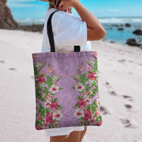 Hawaii Tropical Flowers Tote Bag Lavender Polynesian Tattoo Art