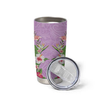 Hawaii Tropical Flowers Tumbler Cup Lavender Polynesian Tattoo Art