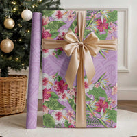 Hawaii Tropical Flowers Wrapping Paper Lavender Polynesian Tattoo Art
