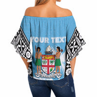 Personalised Fiji Day 2026 Off Shoulder Wrap Waist Top Masi Tapa Pattern With Palm Tree LT05 - Polynesian Pride