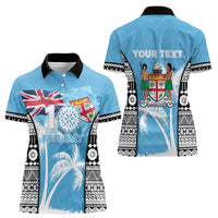 Personalised Fiji Day 2026 Women Polo Shirt Masi Tapa Pattern With Palm Tree LT05 - Polynesian Pride