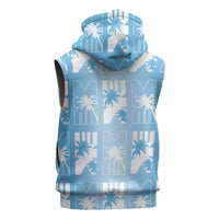 Bula Fiji Sleeveless Zip Hoodie Blue Makare Masi Tapa Pattern LT05 - Polynesian Pride
