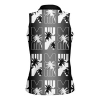 Bula Fiji Women Sleeveless Polo Shirt Black Makare Masi Tapa Pattern LT05 - Polynesian Pride