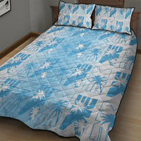 Bula Fiji Quilt Bed Set White Makare Masi Tapa Pattern LT05 - Polynesian Pride