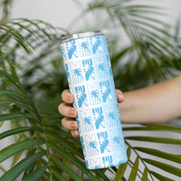 Bula Fiji Skinny Tumbler White Makare Masi Tapa Pattern LT05 - Polynesian Pride