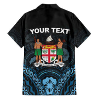 Personalised Happy Fiji Day 1970 Family Matching Off The Shoulder Long Sleeve Dress and Hawaiian Shirt Flag Grunge Style LT05 - Polynesian Pride