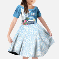 Fiji Day Family Matching Off Shoulder Maxi Dress and Hawaiian Shirt Proud To Be Fijian LT05 Daughter's Dress Blue - Polynesian Pride