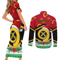 Personalized Vanuatu Christmas Couples Matching Short Sleeve Bodycon Dress and Long Sleeve Button Shirts Santa God Yumi LT05 - Polynesian Pride