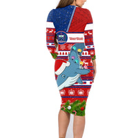 Personalized Samoa Christmas Family Matching Long Sleeve Bodycon Dress and Hawaiian Shirt Santas Whale Manuia Le Kerisimasi LT05 - Polynesian Pride