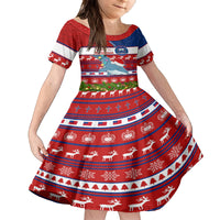 Personalized Samoa Christmas Family Matching Off Shoulder Long Sleeve Dress and Hawaiian Shirt Santas Whale Manuia Le Kerisimasi LT05 Daughter's Dress Red - Polynesian Pride