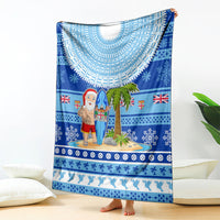 Fiji Christmas Blanket Santa Claus Surf Marau Na Kerisimasi LT05 Blue - Polynesian Pride
