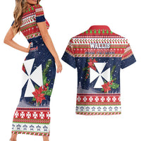 Wallis and Futuna Christmas Couples Matching Short Sleeve Bodycon Dress and Hawaiian Shirt Poinsettia Joyeux Noel LT05 - Polynesian Pride