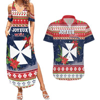 Wallis and Futuna Christmas Couples Matching Summer Maxi Dress and Hawaiian Shirt Poinsettia Joyeux Noel LT05 Red - Polynesian Pride