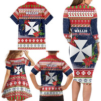 Wallis and Futuna Christmas Family Matching Long Sleeve Bodycon Dress and Hawaiian Shirt Poinsettia Joyeux Noel LT05 - Polynesian Pride