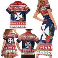 Wallis and Futuna Christmas Family Matching Short Sleeve Bodycon Dress and Hawaiian Shirt Poinsettia Joyeux Noel LT05 - Polynesian Pride