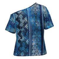 Hawaii Makahiki Turtle Cross Shoulder Shirt Galaxy Tapa Pattern - Polynesian Pride